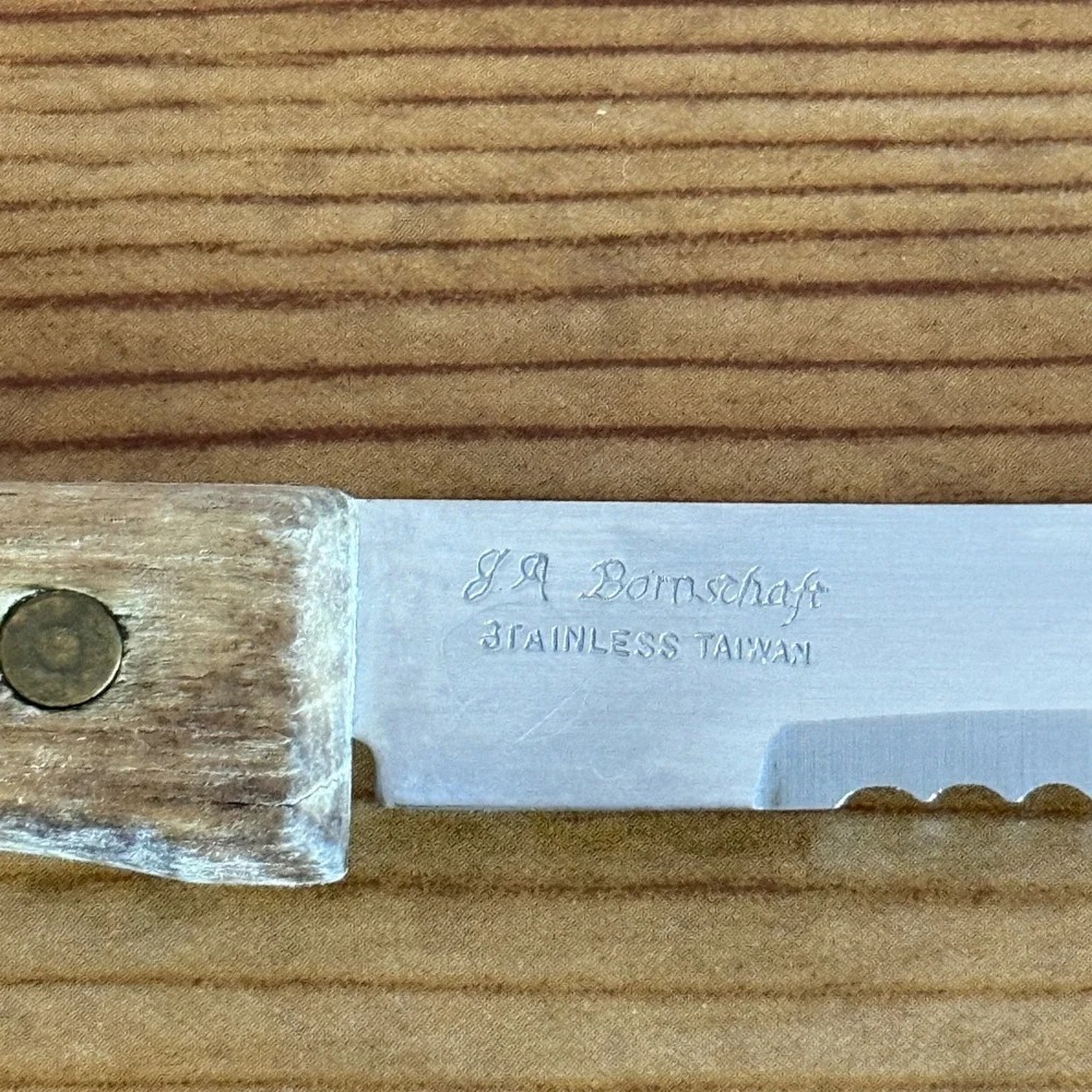 JA‎ Dornschaft Serrated Steak Knife Wooden Handle Stainless Steel Taiwan